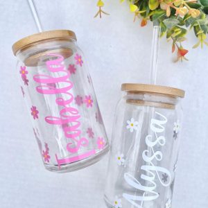 Personalized Glass Bamboo Mugs